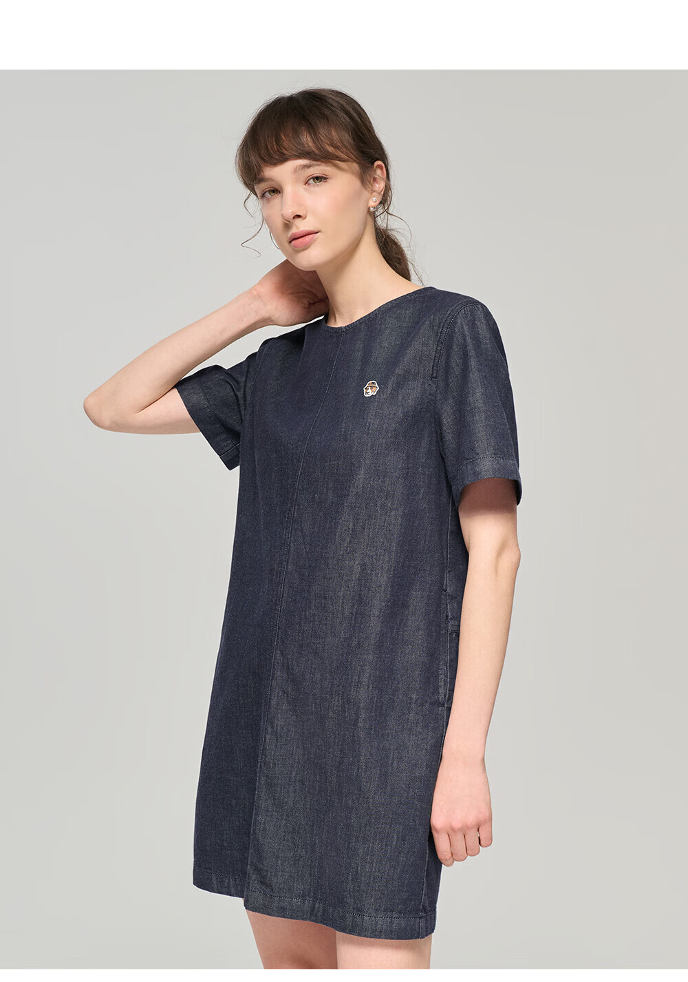 HAZZYS Women's 2026 Summer PHIZ Series Straight Solid Color Denim Dress 8
